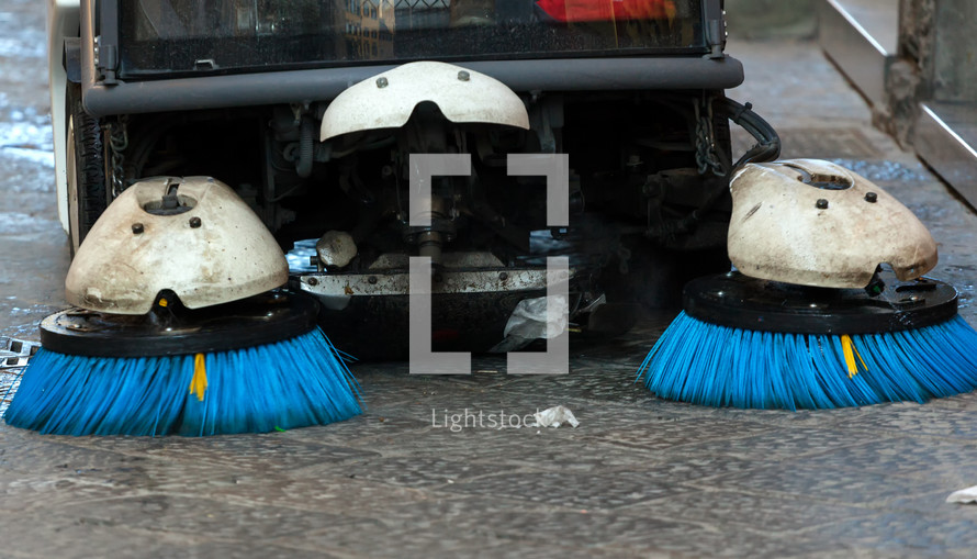 street sweeper cleaning the streets of Florence 