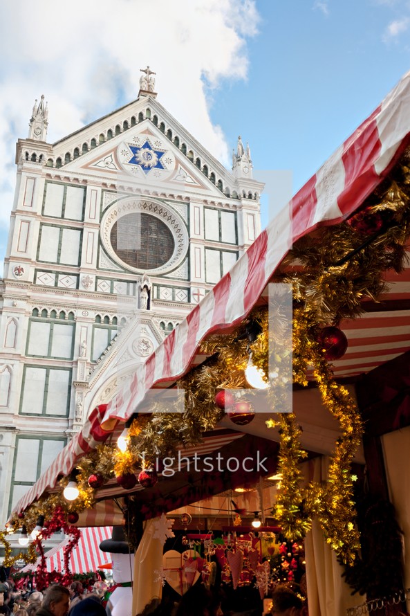 Christmas Markets in Piazza Santa Crore, Florence , Italy.