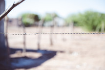 barbed wire and desert sands in Mexico 