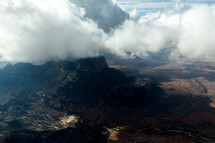 aerial view over mountains in Kenya