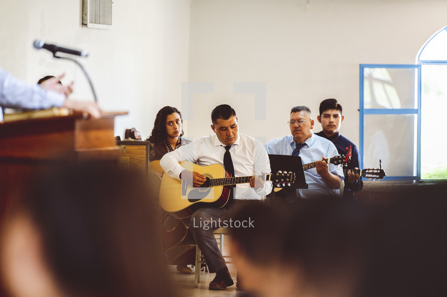 orchestra playing at a worship service in Mexico 