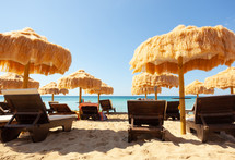 thatched beach umbrellas 