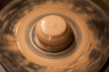 clay on a potter's wheel 