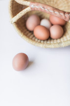 brown eggs in a basket 