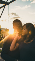 a Porträt of an African American couple and sunburst 