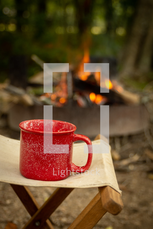 coffee mug and campfire 