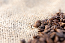 coffee beans on burlap 
