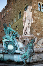 The Fountain of Neptune near Palazzo Vecchio at Piazza della Signoria in Florence, Italy