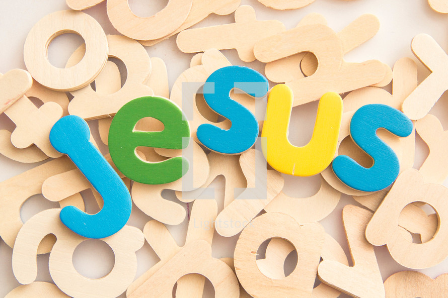 Jesus in wood letters 
