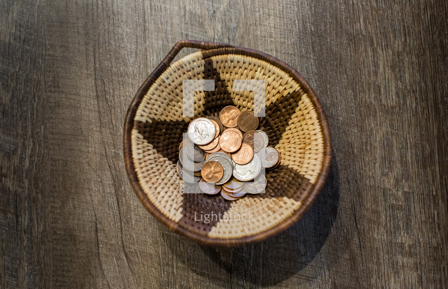 coins in a basket 