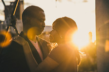 portrait of an African American couple and sunburst 