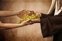 Jesus giving grapes and bread 