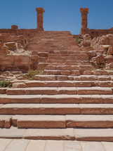 stone steps in ruins site in Petra Jordan 