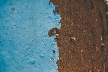 blue paint and dirt 