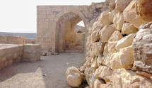 The crusader castle of Kerak, perched on the hill overlooking the city of the same name.