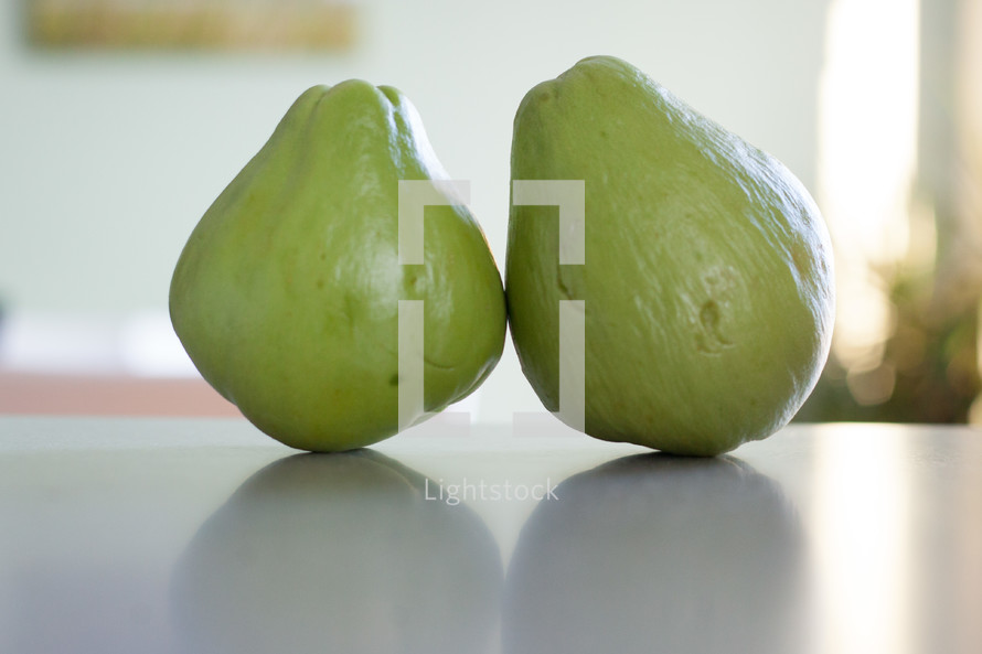 two green pears 