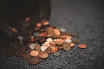 spilled jar of coins 