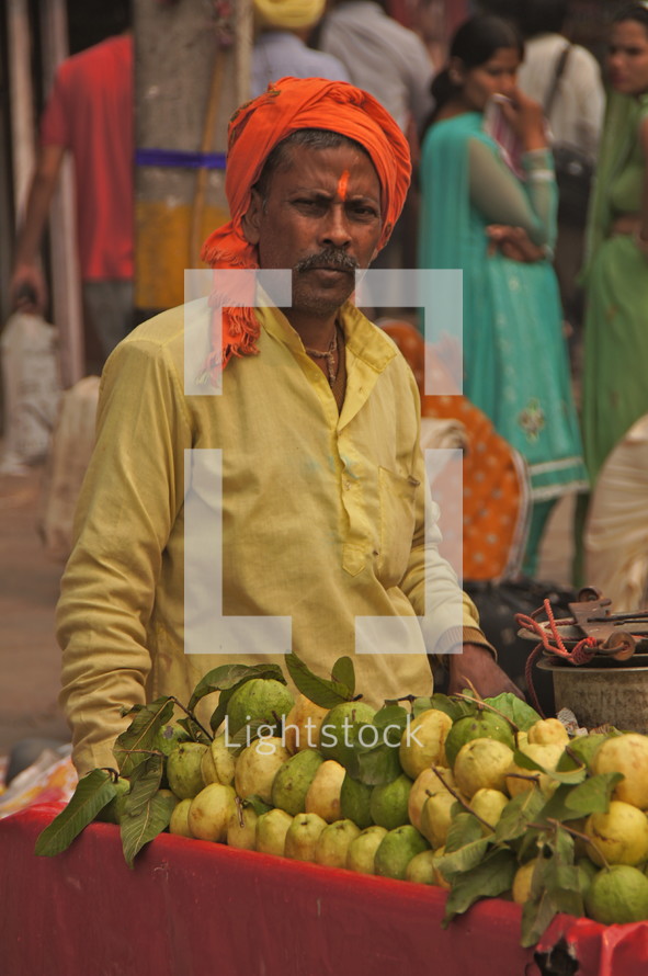 Indian man with fruit