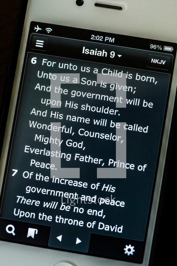 Isaiah 9:6  on cell phone bilbe app iphone