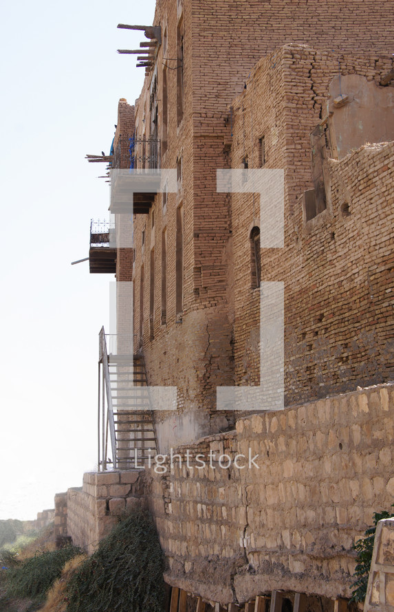 Small balconies on the permitter wall. Erbil, longest, continually inhabited city in the world, Kurdistan, Iraq