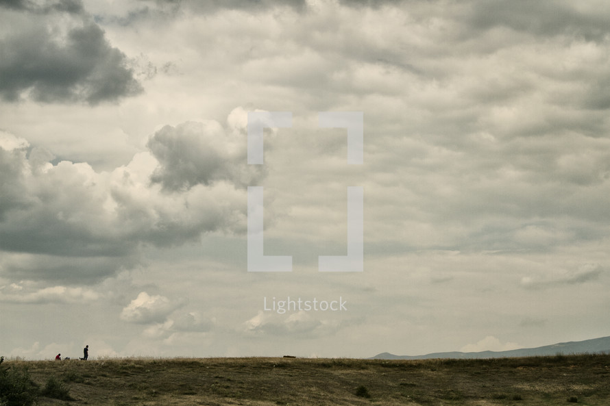 Storm clouds over a meadow.