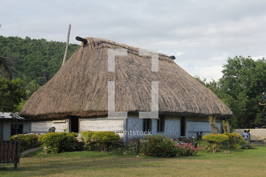 thatched roof house 