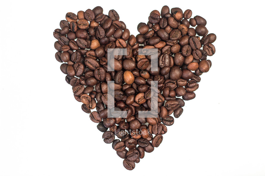 a heart shape made from coffee beans.