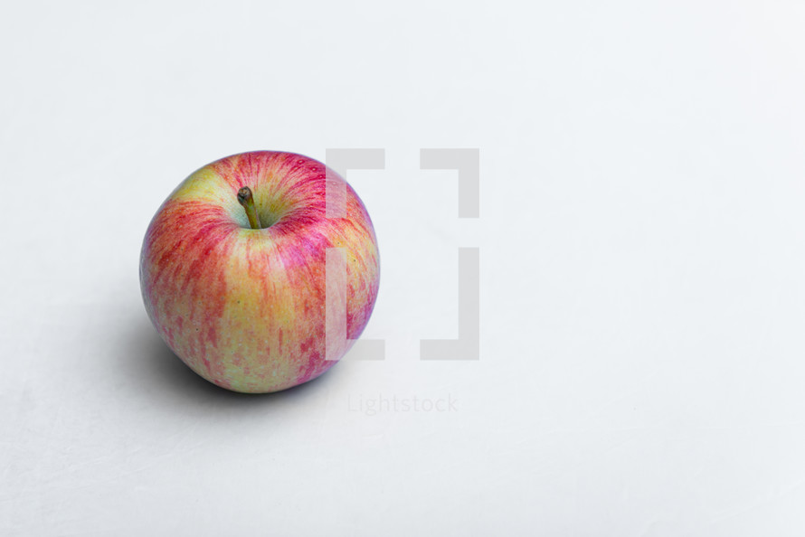 one fresh rustic apple on a white background