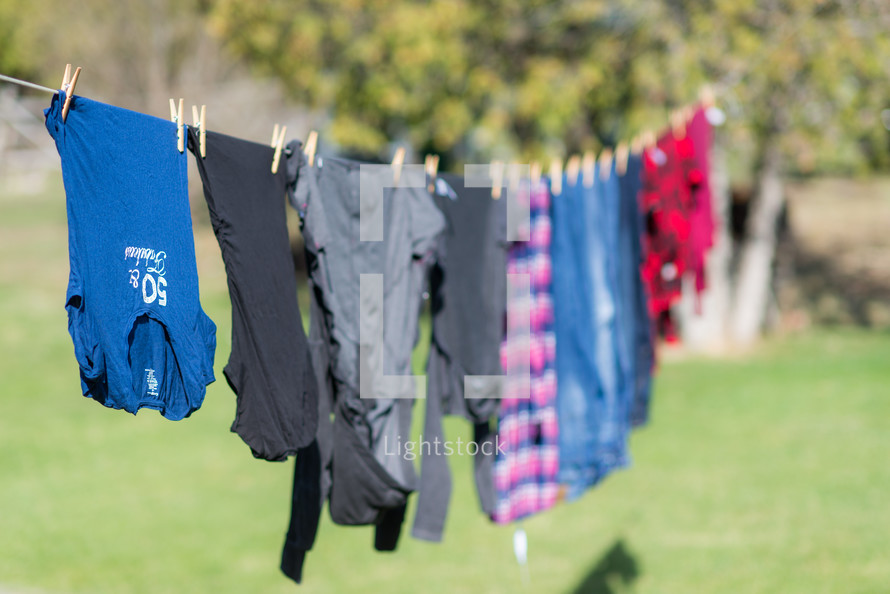 laundry on a clothesline outdoors 