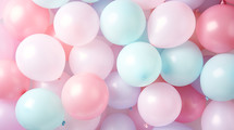 Party balloons background with pastel balloons. 