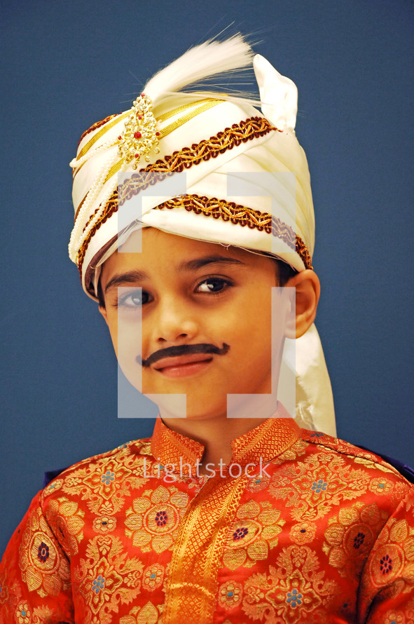 child in India in traditional clothing 