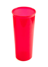 Tall red cup on white background