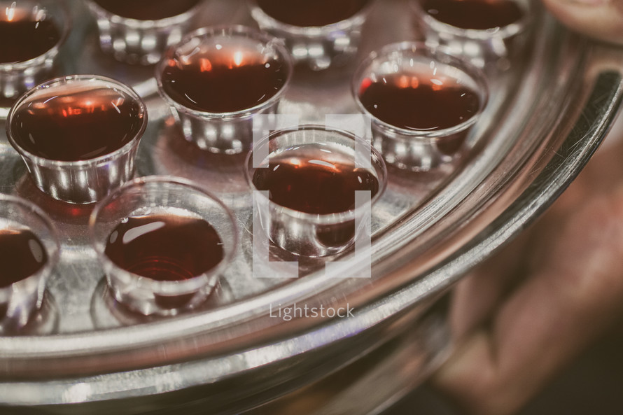 tray of communion cups 