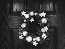 Christmas wreath on a front door 