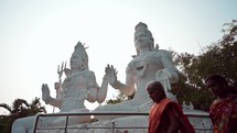 Hindu statues of Lord Shiva and Goddess Parvati at the Kailasagiri temple in Vizag Visakhapatnam, India,