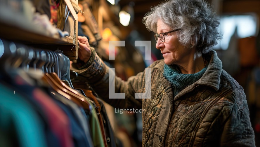 Mature woman shopping in a clothing store