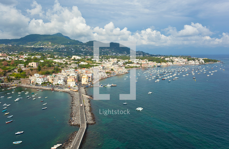 view of Ischia Ponte, Ischia island, Italy