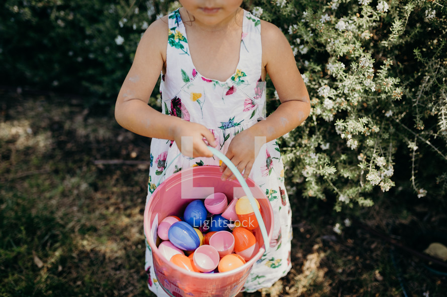 a girl on an Easter egg hunt 