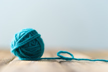 ball of blue yarn 