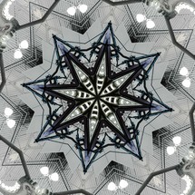 kaleidoscopic view of building interior with effect of star pattern on a ceiling 