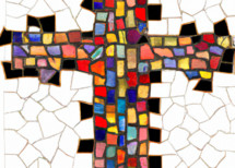 Cross with beautiful colorful mosaic tiles