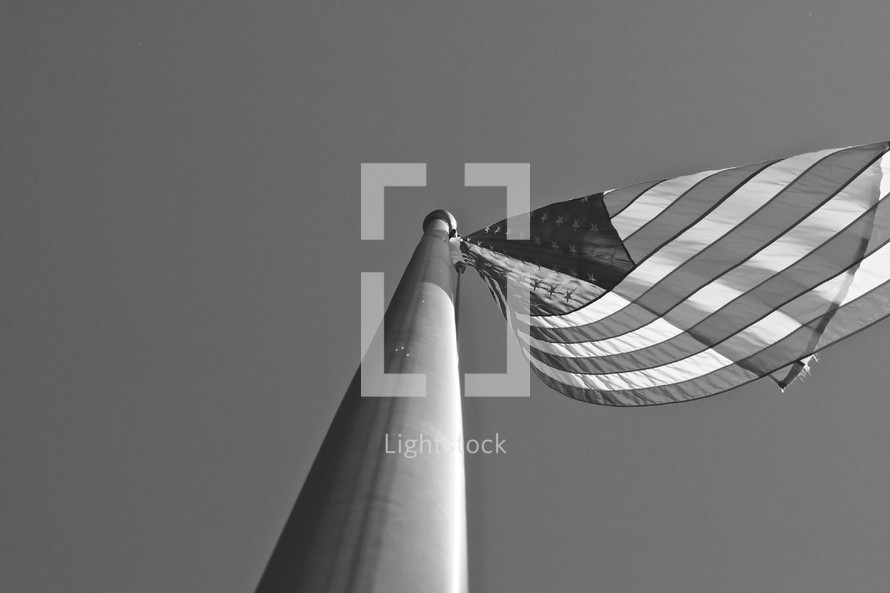 American flag flying on a flag pole