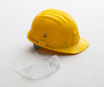 hard hat and safety glasses