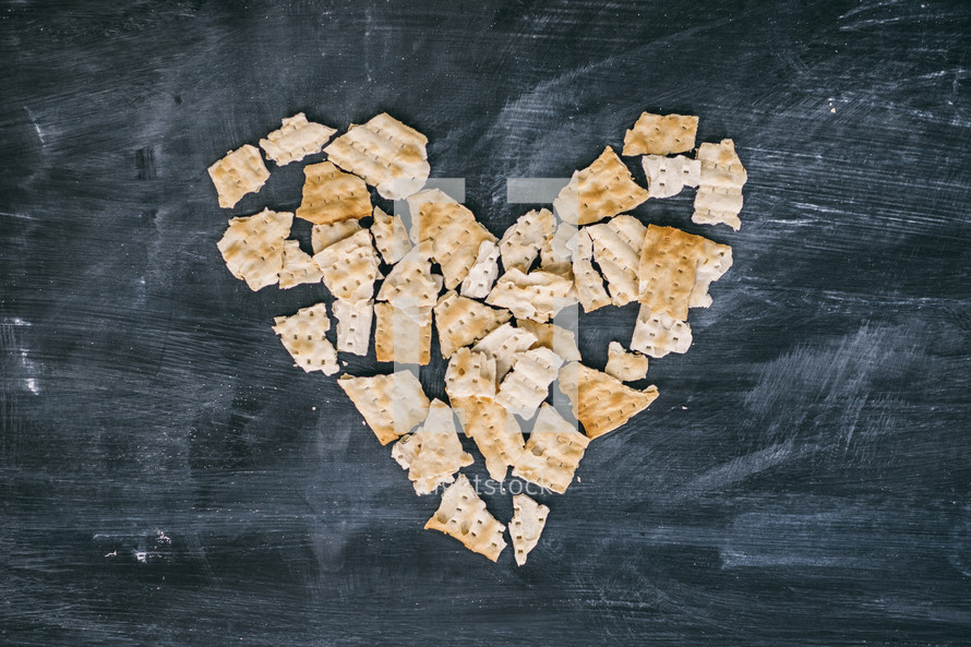 Heart made from crackers