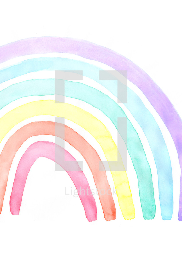 watercolor rainbows on a white background 