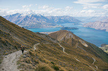 hiking a trail in New Zealand 