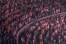 crowds in a stadium at a concert 