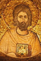 Ancient golden mosaic of John the Baptist