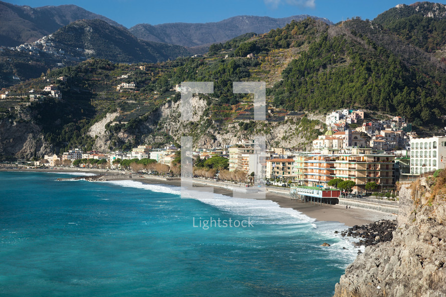 coast of Maiori in Amalfi Coast, Italy.
