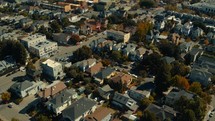 aerial view over a neighborhood in Oakland 